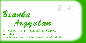 bianka argyelan business card